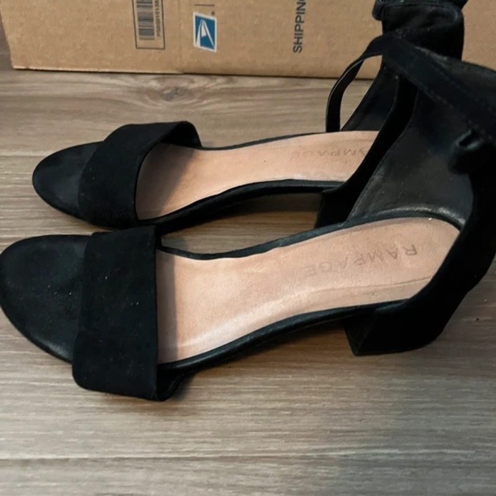 Rampage Black Suede Open-Toe Ankle-Strap Heels - Picture 2 of 5